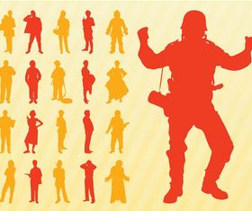 Silhouettes Of People Set creative vector