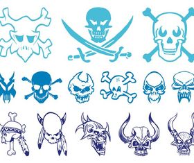 Skulls Graphics Set Illustration vector