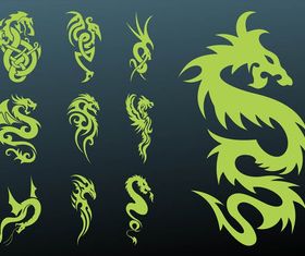Dragons Tattoo set vector