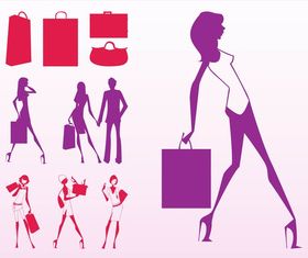 Shopping Girls Silhouettes shiny vector