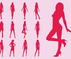 Model Girls Silhouettes vectors graphics