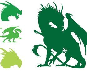 Dragon Silhouettes Set vector