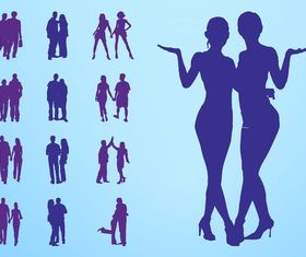 People In Couples Silhouettes art vector design