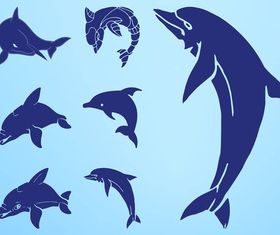 Dolphin Silhouettes Set vector
