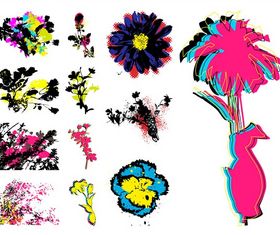 Grunge Retro Flowers vector