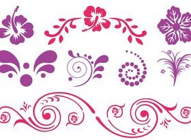 Exotic Flower Scrolls vectors graphics