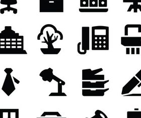 Silhouette Office Icons 4 vector