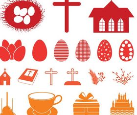 Easter Silhouettes Set vector set