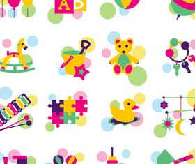 Icons with Childrens Toys vector
