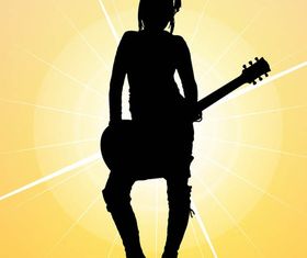 Girl With Guitar Silhouette vector