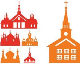 Churches Silhouettes art vector set