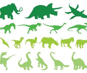 Prehistoric Animals Silhouettes art vector