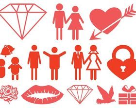 Marriage And Love Icons vector