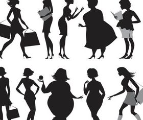 Female Different Silhouettes Art set vector