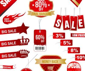 Red Bright Sale Elements art vector