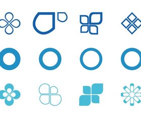 Abstract Circles And Icons set vector