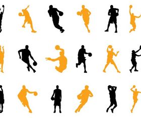 Basketball Players Silhouettes art vector material