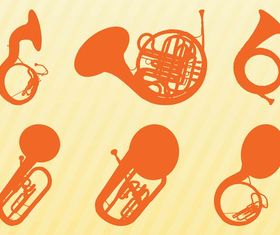 Brass Instruments Silhouettes art vector