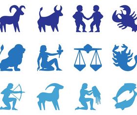 Zodiac Signs Silhouettes shiny vector