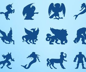 Mythological Creatures Graphics art vector set