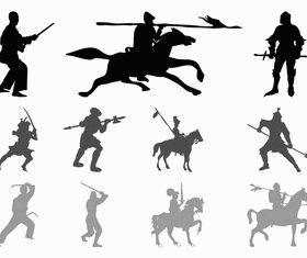 Warriors And Knights Silhouettes vector