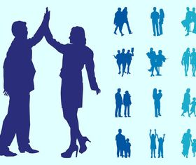 People In Couples Silhouettes Graphics vector