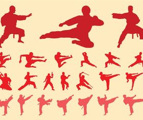 Martial Arts Silhouettes art Illustration vector