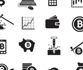Silhouette Financial Icons 4 vectors material