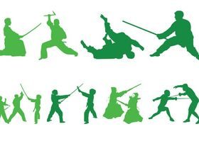 Fighting People Silhouettes art vectors