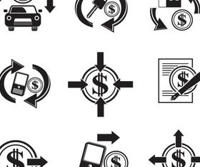 Silhouette Shopping Icons art shiny vector