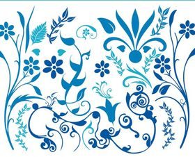Blue Flower Swirls free vector