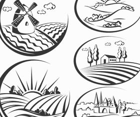 Landscapes Logo set vector