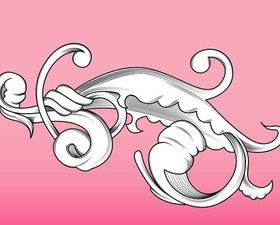 Antique Flower Scroll art vector