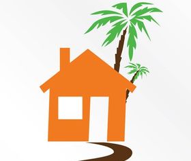 House And Palm Tree vector