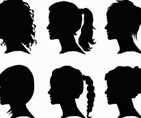 Women Face Silhouettes art vectors material