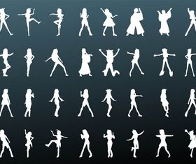 Girls Silhouettes set vector