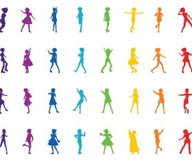 Colorful Girl Silhouettes vector