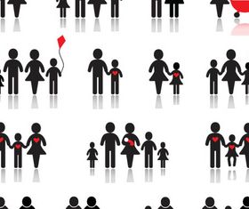 Silhouette Family Icons art Illustration vector