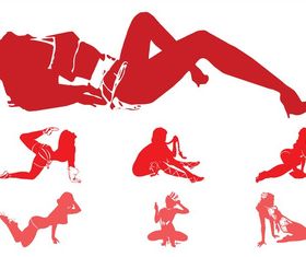 Seductive Girl Silhouettes shiny vector