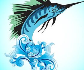 Jumping Marlin Fish vectors material