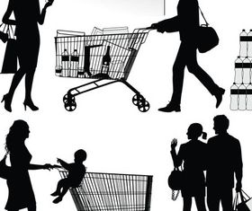 Buyers and Sellers Silhouettes art shiny vector