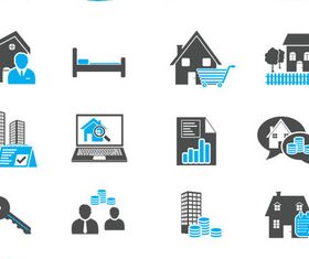 Real Estate Black Icons art vector graphics