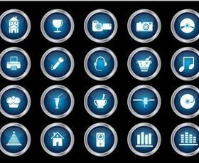 Shiny Round Icons art vector set