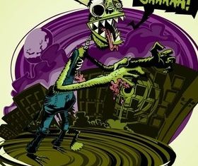 Cartoon Zombie Wolf vector