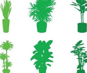 Potted Plant Silhouettes Set set vector