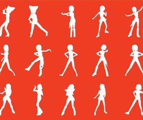 Dancing Girl Silhouettes art vectors material