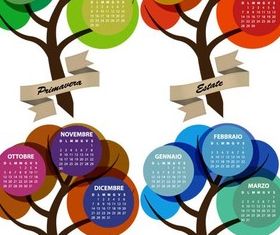 Calendars with Trees art set vector