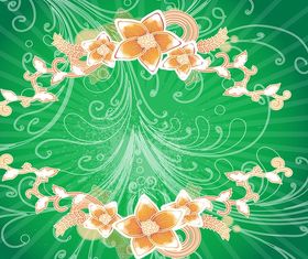 Swirls And Flowers Background set vector