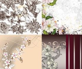 Floral Color Backgrounds 2 set vector