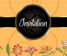 Floral Invitation Background vector set